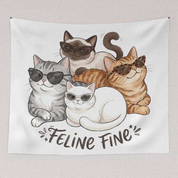 Item preview, Feline Fine Cute Sunglasses Cat Funny Pun Kawaii Cat designed and sold by SoftPawsAtelier.