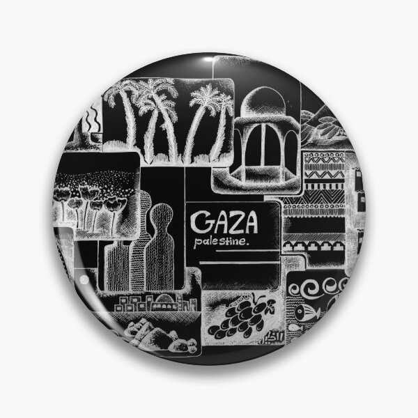 Item preview, Palestine Drawing Art Gaza Collage Design -Black designed and sold by Hurriyyatee.