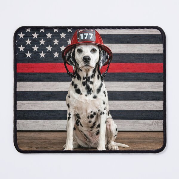Item preview, Firefighter Dalmatian with Fireman Flag designed and sold by Maria Dryfhout.