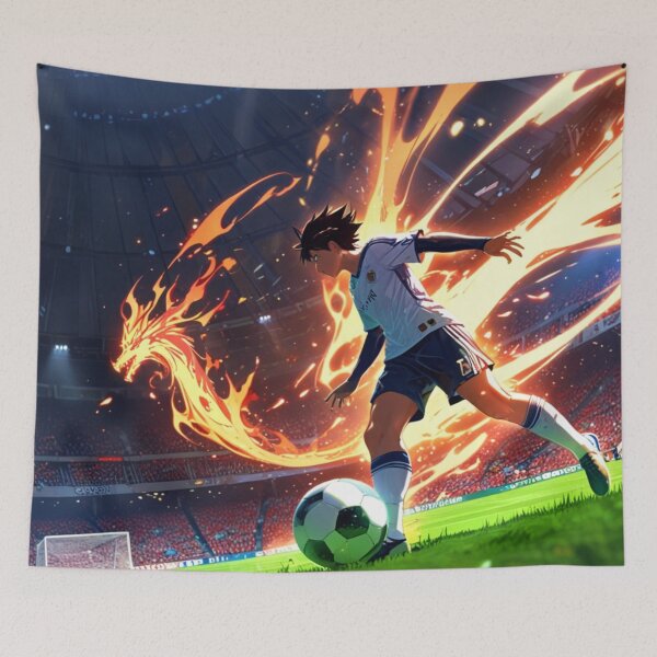 Item preview, Anime Soccer Player Kicking Fire Dragon Ball designed and sold by maplesoulkiller.