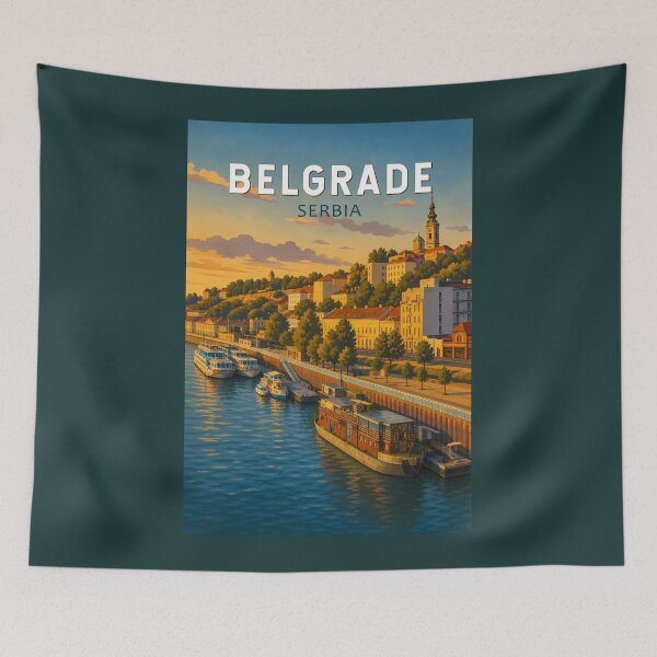 Item preview, Belgrade Serbia Illustration Travel Art Vintage designed and sold by KrisSidDesigns.
