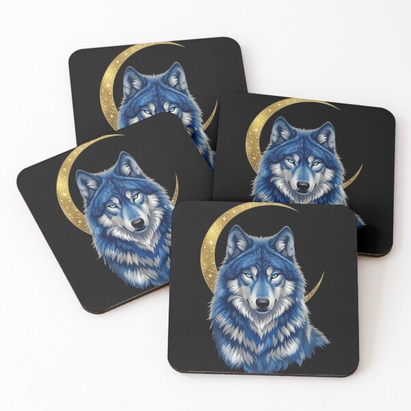 Item preview, Blue Wolf Moon - Celestial Spirit Animal Aesthetic designed and sold by Golden Threads Studio.