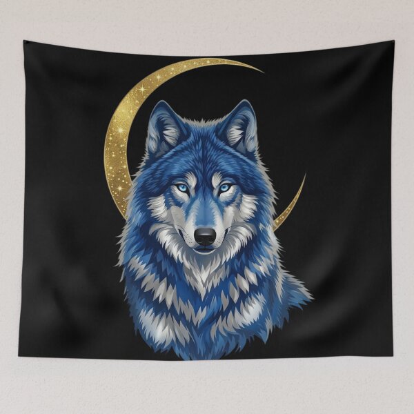 Item preview, Blue Wolf Moon - Celestial Spirit Animal Aesthetic designed and sold by Golden Threads Studio.