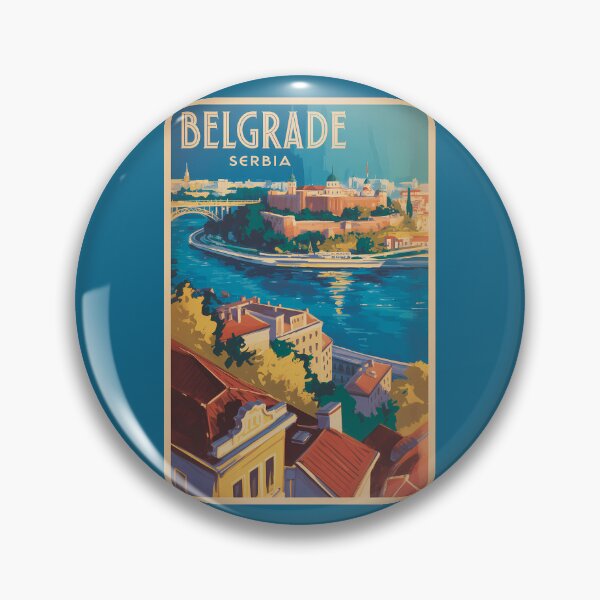 Item preview, Belgrade Serbia River Illustration Travel Art Vintage designed and sold by KrisSidDesigns.