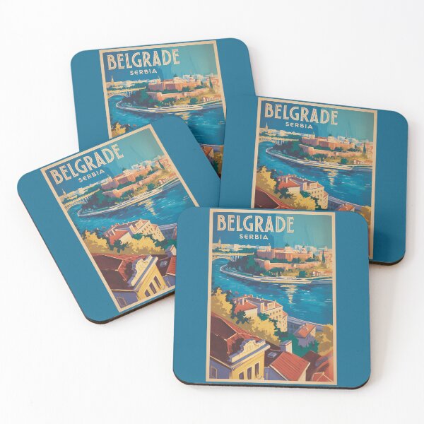 Item preview, Belgrade Serbia River Illustration Travel Art Vintage designed and sold by KrisSidDesigns.