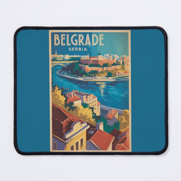 Item preview, Belgrade Serbia River Illustration Travel Art Vintage designed and sold by KrisSidDesigns.