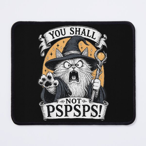Item preview, You Shall Not Pspsps Funny Wizard Cat Sorcerer Grumpy Kitten Illustration designed and sold by KrystinaGiGi.