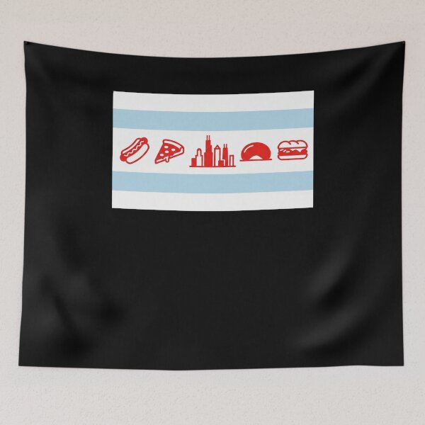 Item preview, Chicago City Icons Flag Hot Dog Pizza Bean designed and sold by snowry.