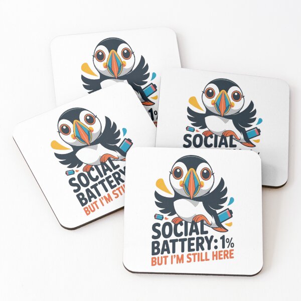 Item preview, Puffin Colorful Beak Cute Bird "Social Battery 1% But I'm Still Here" Introvert Exotic Bird Lover Gift T-Shirt designed and sold by Max Store.