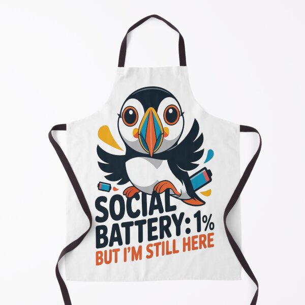 Item preview, Puffin Colorful Beak Cute Bird "Social Battery 1% But I'm Still Here" Introvert Exotic Bird Lover Gift T-Shirt designed and sold by Max Store.