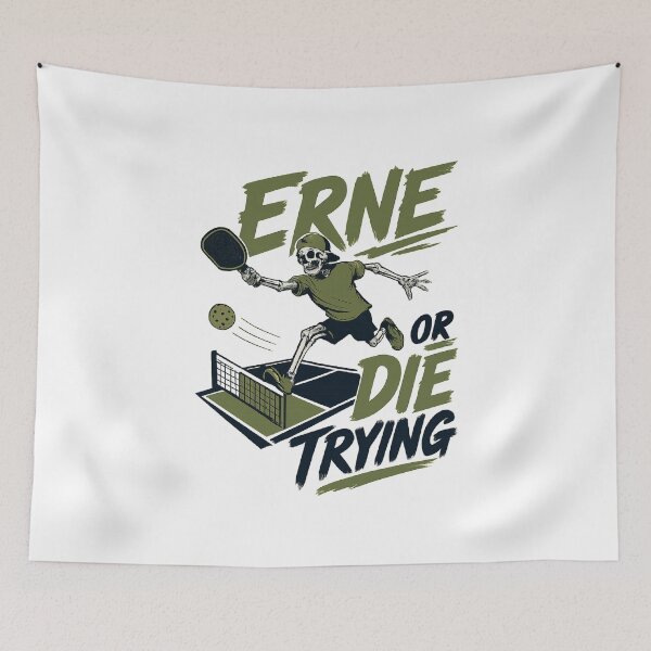 Item preview, Erne Or Die Trying Pickleball Skeleton designed and sold by The Junto Shop.