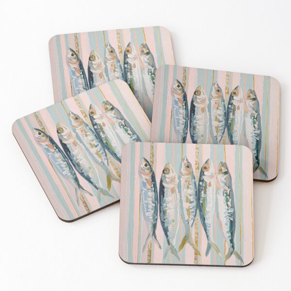 Item preview, Pink and Blue Striped Coastal Sardine Fish designed and sold by Nova~Prints.