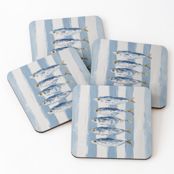 Item preview, Blue and White Striped Coastal Sardine Fish designed and sold by Nova~Prints.