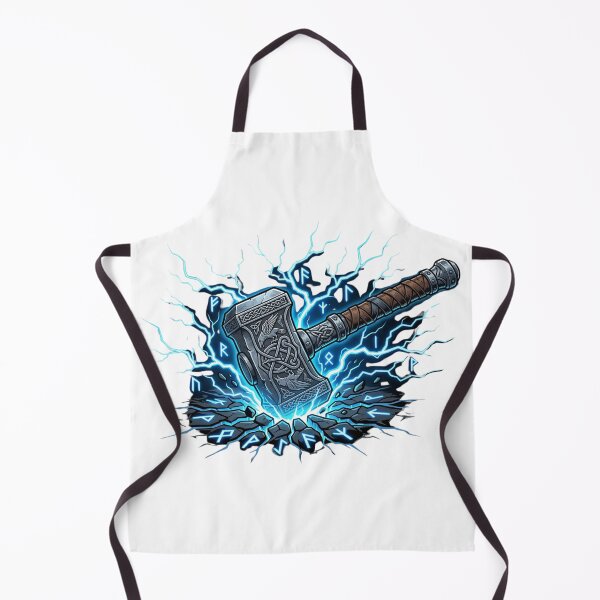 Item preview, Norse God Thunder Hammer - Viking Runes & Lightning Strike Art designed and sold by AuraDraftStudio.