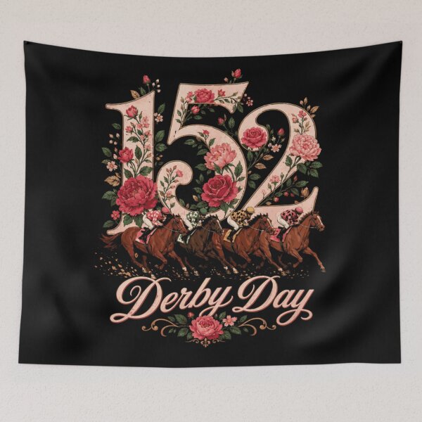 Item preview, Vintage Derby Day 152 Horse Racing Floral Roses Equestrian Sports Event Art designed and sold by PhocoNibict.