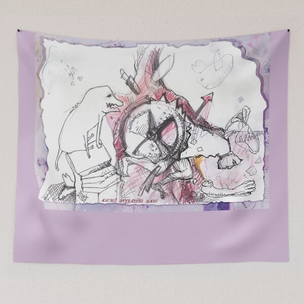 Item preview, Anubis Defeating Mars (Original Mix Media Painting by AliceCCI) designed and sold by VanyssaGraphics.