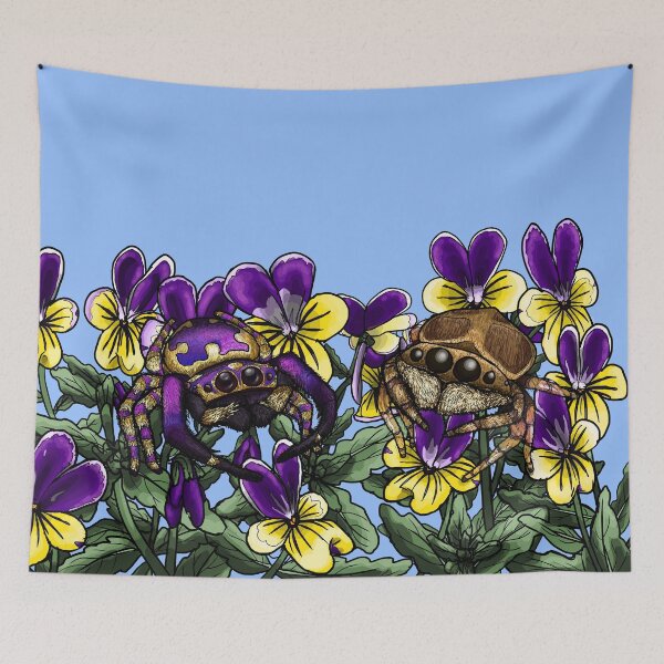 Item preview, Purple Gold Jumping Spider x Johnny Jump Ups designed and sold by JoyHappySpiders.