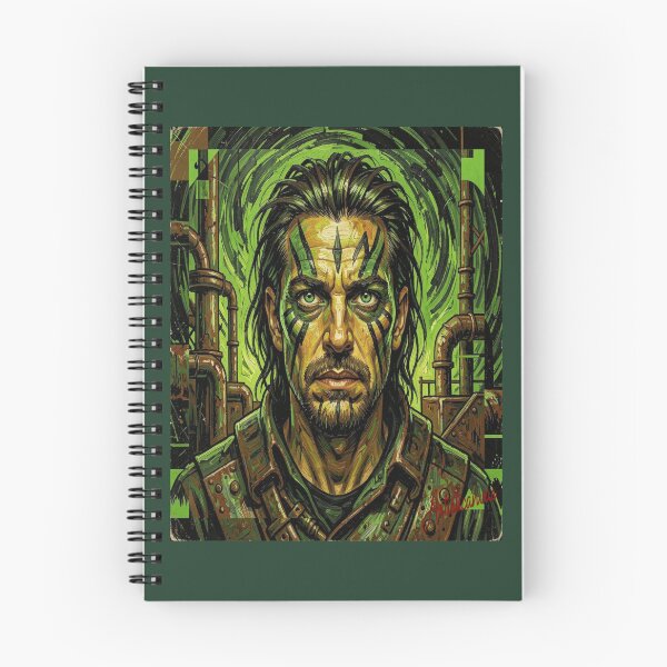 Item preview, Cyber Tribal Man Portrait Futuristic Green Energy designed and sold by Artisticanvas.