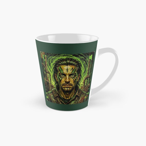 Item preview, Cyber Tribal Man Portrait Futuristic Green Energy designed and sold by Artisticanvas.