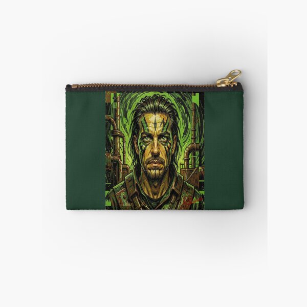 Item preview, Cyber Tribal Man Portrait Futuristic Green Energy designed and sold by Artisticanvas.