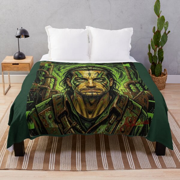 Item preview, Cyber Tribal Man Portrait Futuristic Green Energy designed and sold by Artisticanvas.