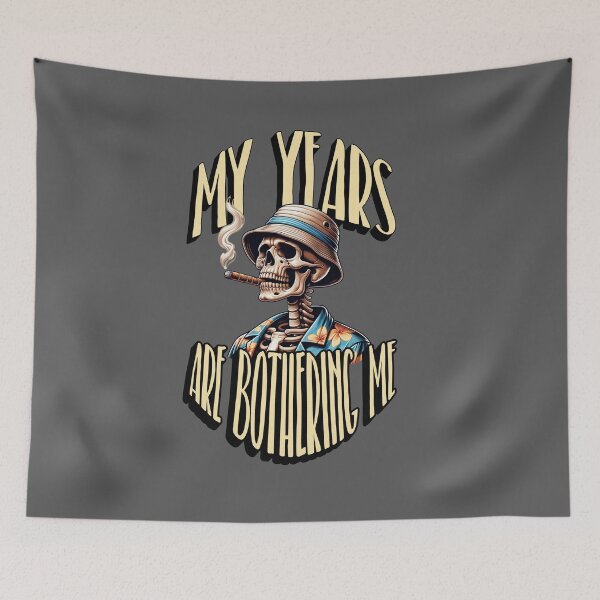 Item preview, My Years Are Bothering Me Funny Skeleton Shirt, Sarcastic Aging Humor Skull Graphic Tee, Retro Dark Humor Tropical Skeleton Design designed and sold by GraphicsMark.