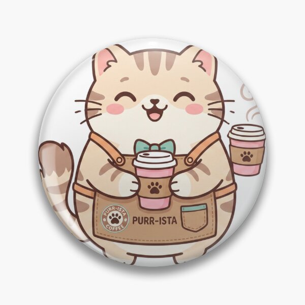 Item preview, Cute Barista Cat Purr-ista - Kawaii Coffee Lover Mascot designed and sold by AuraDraftStudio.
