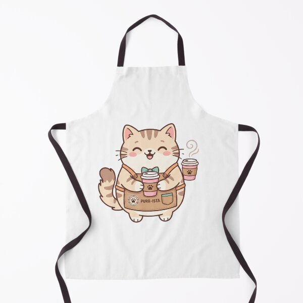Item preview, Cute Barista Cat Purr-ista - Kawaii Coffee Lover Mascot designed and sold by AuraDraftStudio.