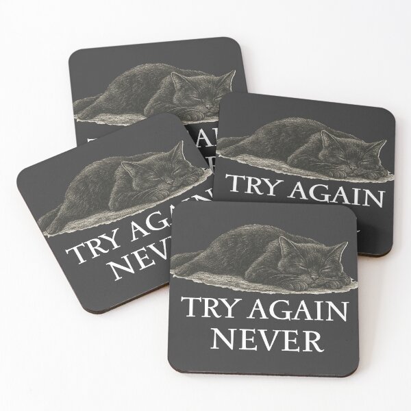 Item preview, Sleeping Cat Try Again Never Funny Lazy Cat T-Shirt designed and sold by Negisandeep studio.