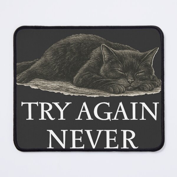 Item preview, Sleeping Cat Try Again Never Funny Lazy Cat T-Shirt designed and sold by Negisandeep studio.