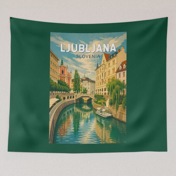 Item preview, Ljubljana Slovenia Illustration Travel Art Vintage designed and sold by KrisSidDesigns.