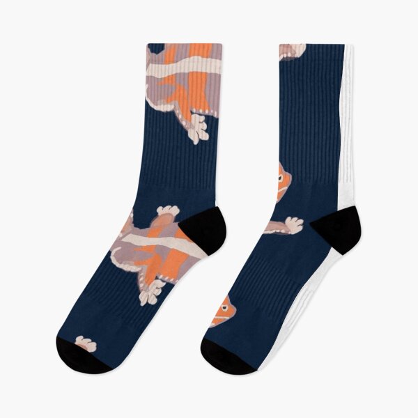 Item preview, Colorful Lizards (Orange) in Navy Blue Background designed and sold by Designs by Sara Felton.