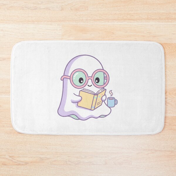 Item preview, Kawaii Reading Ghost with Glasses and Coffee Cozy Pastel Art designed and sold by AuraDraftStudio.