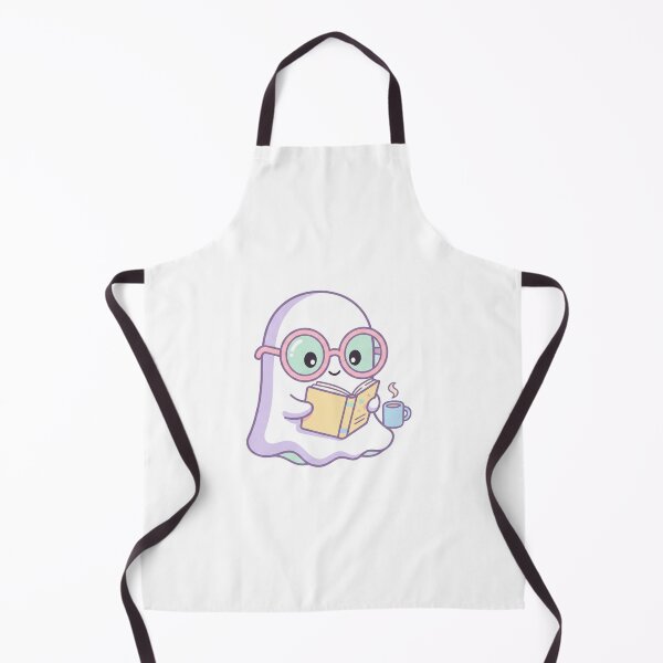 Item preview, Kawaii Reading Ghost with Glasses and Coffee Cozy Pastel Art designed and sold by AuraDraftStudio.