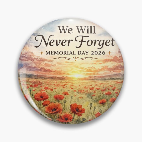 Item preview, We Will Never Forget Memorial Day 2026 – Watercolor Poppy Field Sunset Art | Patriotic Gift designed and sold by irfanshikh.