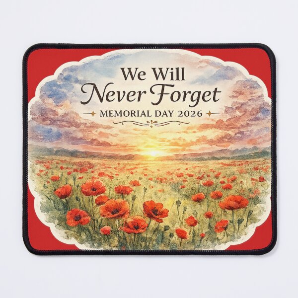 Item preview, We Will Never Forget Memorial Day 2026 – Watercolor Poppy Field Sunset Art | Patriotic Gift designed and sold by irfanshikh.