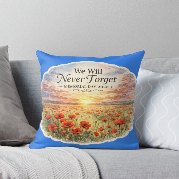Item preview, We Will Never Forget Memorial Day 2026 – Watercolor Poppy Field Sunset Art | Patriotic Gift designed and sold by irfanshikh.