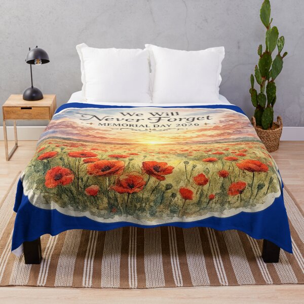 Item preview, We Will Never Forget Memorial Day 2026 – Watercolor Poppy Field Sunset Art | Patriotic Gift designed and sold by irfanshikh.