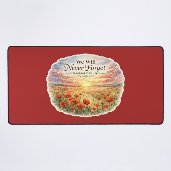 Item preview, We Will Never Forget Memorial Day 2026 – Watercolor Poppy Field Sunset Art | Patriotic Gift designed and sold by irfanshikh.
