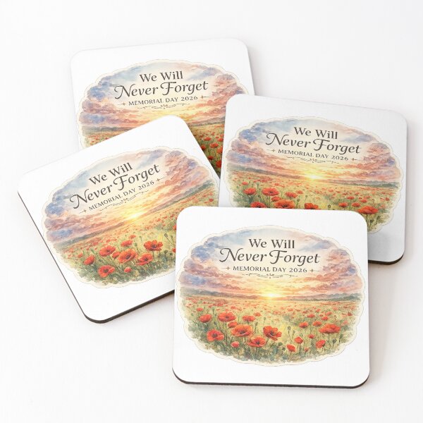 Item preview, We Will Never Forget Memorial Day 2026 – Watercolor Poppy Field Sunset Art | Patriotic Gift designed and sold by irfanshikh.