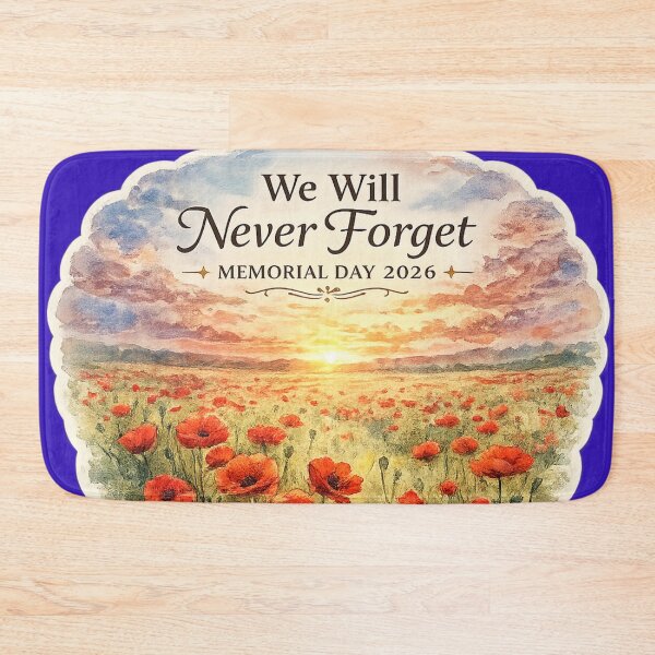Item preview, We Will Never Forget Memorial Day 2026 – Watercolor Poppy Field Sunset Art | Patriotic Gift designed and sold by irfanshikh.