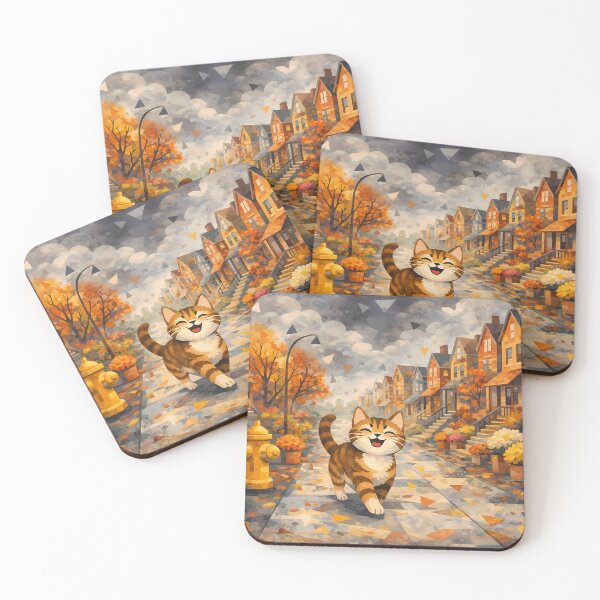 Item preview, Happy Cat Strolling in Autumn designed and sold by cuprum.