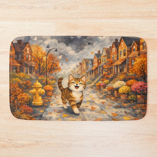 Item preview, Happy Cat Strolling in Autumn designed and sold by cuprum.