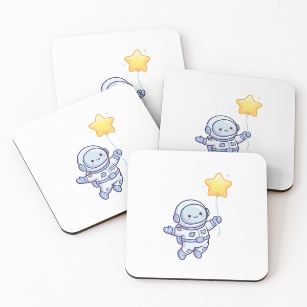Item preview, Cute Astronaut Flying with Star Balloon - Kawaii Chibi Space Art designed and sold by AuraDraftStudio.