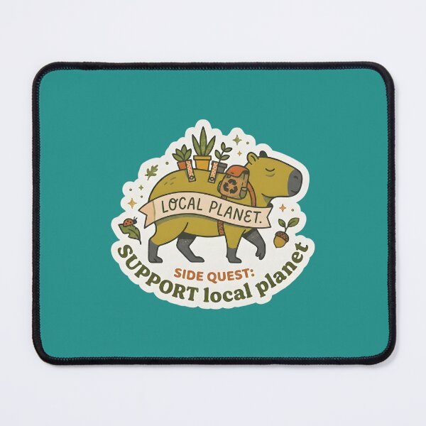 Item preview, Serene Capybara Eco Warrior | Local Planet Side Quest | Retro Earth Day Sticker designed and sold by SergioMiklos.