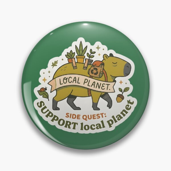 Item preview, Serene Capybara Eco Warrior | Local Planet Side Quest | Retro Earth Day Sticker designed and sold by SergioMiklos.