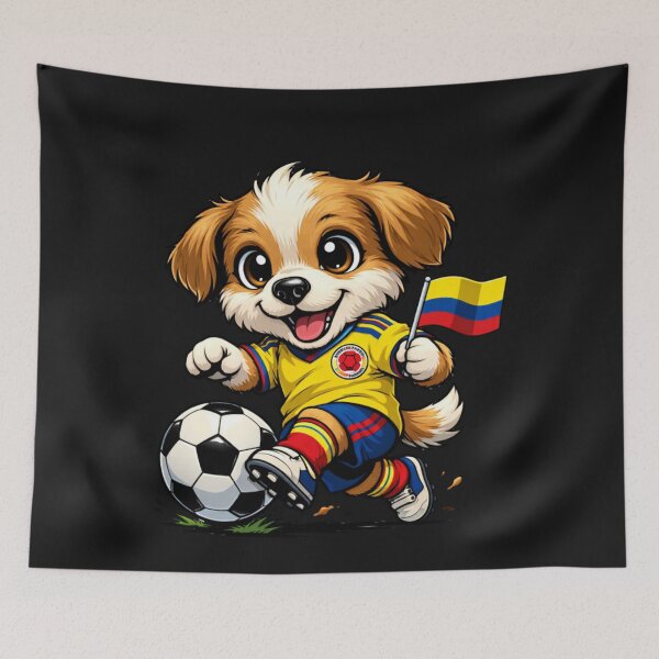 Item preview, Adorable Colombian Soccer Dog Puppy Footballer designed and sold by Tsugraf Designs.