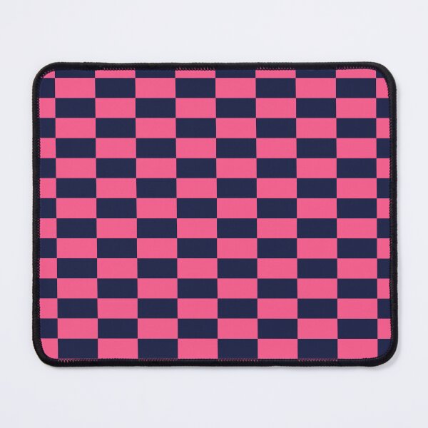 Item preview, Strawberry pink & dark blue rectangles checkered designed and sold by Mint + Midnight.