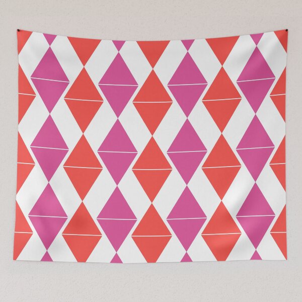 Item preview, Raspberry pink, tart orange & white diamonds designed and sold by Mint + Midnight.