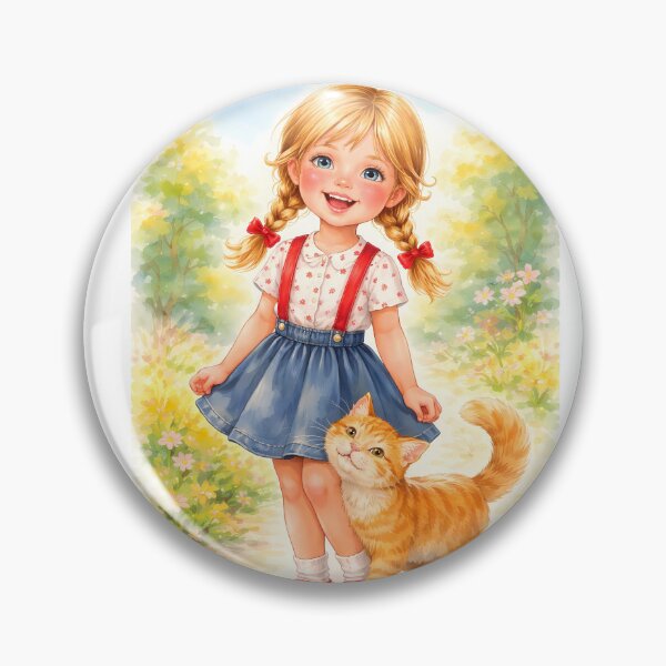 Item preview, Smiling Girl with Ginger Cat designed and sold by cuprum.